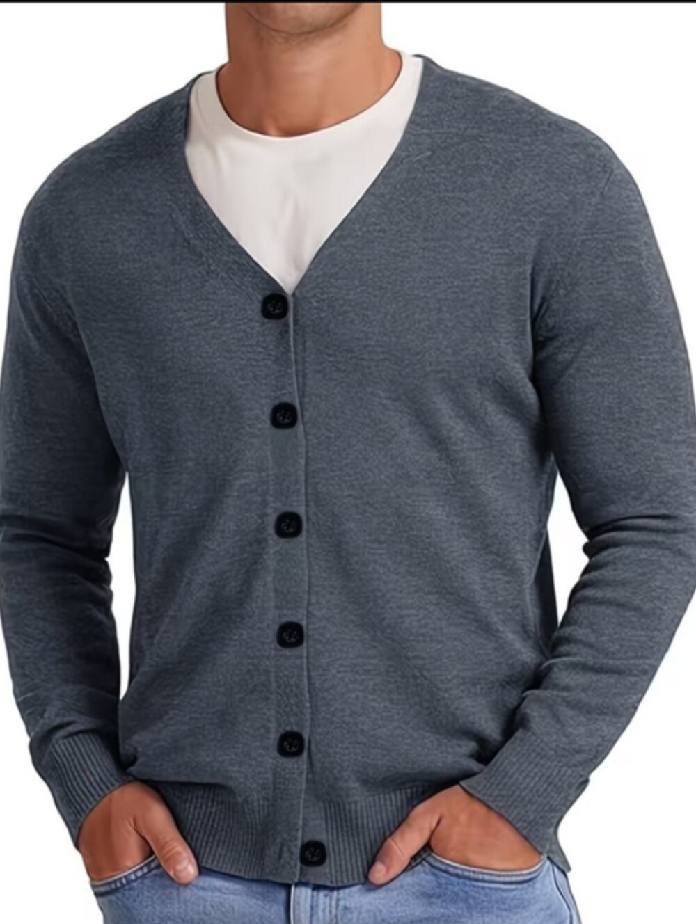 BNWT Men's V-Neck Button Cardigan Sweater - Gray